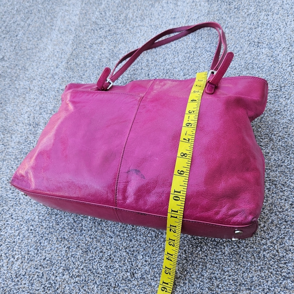 HOBO International Friar Leather Hot Pink Shoulder Bag Magenta Tote Purse VTG - Picture 10 of 16